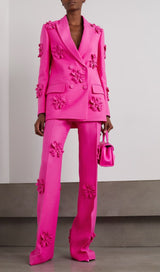 DOUBLE-BREASTED THREE DIMENSIONAL FLORAL SUIT JACKET IN PINK styleofcb
