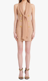 SLEEVELESS V NECK MINI DRESS IN APRICOT Dresses styleofcb