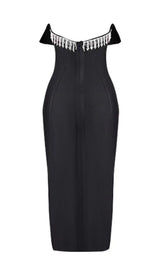 SEQUIN STRAPLESS MIDI DRESS IN BLACK Dresses styleofcb