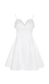 PEARL EMBELLISHED HTM MINI DRESS IN WHITE DRESS STYLE OF CB