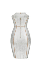 SILVER BANDEAU RHINESTONE TRIMMING DRESS styleofcb