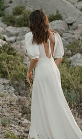 DEEP V HIGH SPLIT MAXI DRESS IN WHITE styleofcb