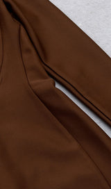 BANDAGE CUT-OUT LACE PATCHWORK EMBELLISHED DRESS COFFEE styleofcb