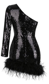 ONE SHOULDER SEQUIN MINI DRESS IN BLACK Dresses styleofcb