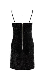 FRINGED SEQUIN MINI DRESS IN BLACK Dresses styleofcb