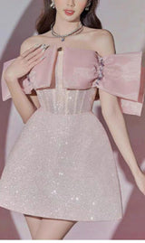 PINK BOWKNOT STRAPLESS MINI DRESS styleofcb