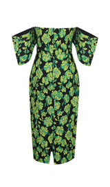 JACQUARD STRAPLESS MIDI DRESS IN GREEN Dresses styleofcb