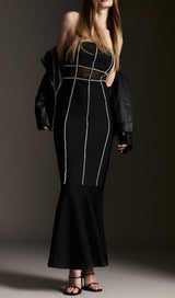 BANDAGE BANDEAU MESH KNIT MAXI DRESS styleofcb