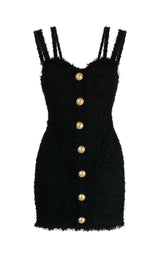 BUTTONED STRAP MINI DRESS IN BLACK styleofcb
