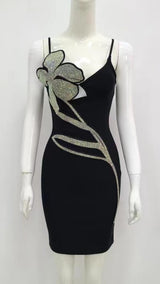 CRYSTAL FLOWER BANDAGE MINI DRESS Dresses styleofcb