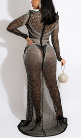 MESH DIAMOND DECORATIVE MAXI DRESS IN BLACK styleofcb