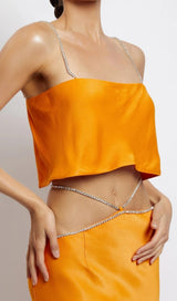 STRAP BACKLESS TWO PIECE SET IN ORANGE Clothing styleofcb