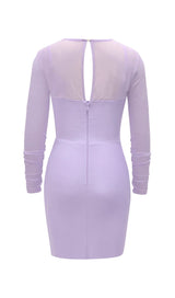 BANDAGE MESH HOLLOW MINI DRESS IN MAUVE styleofcb