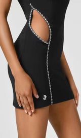 ONE SHOULDER DIAMOND MINI DRESS IN BLACK styleofcb