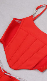 CORSET WIDE-LEGGED TWO-PIECE SUIT IN RED styleofcb