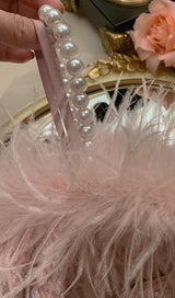 OFF SHOULDER FEATHER MINI DRESS IN PINK styleofcb