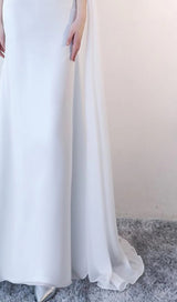LONG YARN SLOPING SHOULDERS FISHTAIL DRESS IN WHITE styleofcb