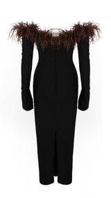 FEATHER OFF THE SHOULDER MIDI DRESS Dresses styleofcb