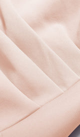 STRAPLESS DRAPED SLEEVE SLITS BANDAGE DRESS IN BEIGE Dresses styleofcb