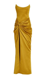 STRAPLESS CORSET MAXI DRESS IN YELLOW Dresses styleofcb