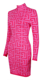 LONG SLEEVE MINI DRESS IN PINK Dresses styleofcb