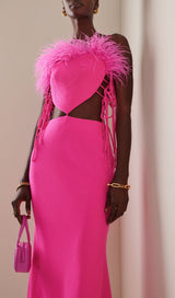 FEATHER CUTOUT BANDAGE DRESS Dresses styleofcb