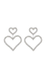 GOLD DIAMANTE HEART SHAPE DROP EARRINGS JEWELLERY styleofcb