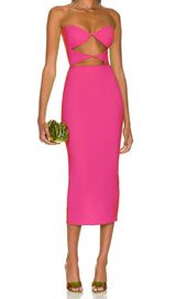 CUT OUT STRAPLESS MIDI DRESS Dresses styleofcb XS PINK