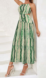 ONE SHOULDER CUT OUT WAIST DRESS IN ALLOVER styleofcb