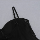 GAUZE TRANSPARENT BAMBOO BUCKLE BELT DRESS IN BLACK styleofcb