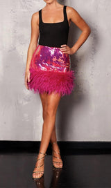 SEQUIN FEATHER MINI SKIRT Dresses styleofcb