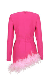 FEATHER PLUNGE MINI DRESS IN RED DRESS STYLE OF CB