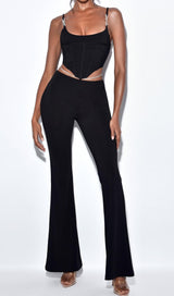 CORSET WIDE-LEGGED TWO-PIECE SUIT IN BLACK styleofcb
