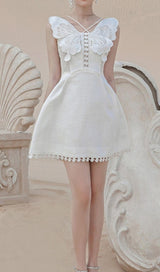 WHITE BUTTERFLY EMBROIDERY MINI DRESS styleofcb