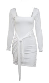 SQUARE NECK BODYCON MINI DRESS IN WHITE Dresses styleofcb