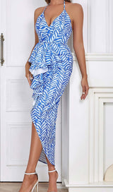 RUFFLE STRIPES MIDI DRESS IN BLUE DRESS styleofcb