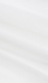 SHOULEDR PAD WAIST BARING FEATHER BLOUSE PLEATED DRESS IN WHITE styleofcb