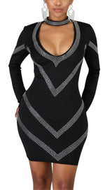 BANDAGE DIAMOND MINI DRESS IN BLACK Dresses styleofcb