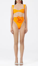 ROSE EMBELLISHED BIKINI SUIT IN ORANGE styleofcb