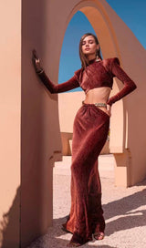 SPECIAL TEXTURE TURTLENECK LONG-SLEEVED PADDED SHOULDER SKIRT SET styleofcb