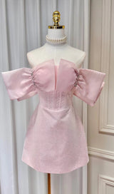 PINK BOWKNOT STRAPLESS MINI DRESS styleofcb