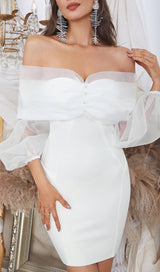 ONE-LINE SHOULDER-TOP TULLE DRESS IN WHITE styleofcb