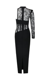 LACE ONE SHOULDER MIDI DRESS IN BLACK styleofcb
