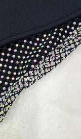 BLACK FEATHER LONG SLEEVE BANDAGE MAXI DRESS styleofcb