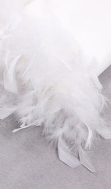 WHITE FEATHER LONG SLEEVE BLAZER MINI DRESS styleofcb