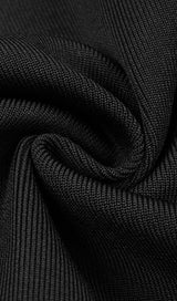 BLACK SQUARE NECK RHINESTONE BODICE MIDI DRESS styleofcb