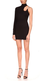 ONE SHOULDER CRYSTAL CHAIN MINI DRESSES IN BLACK styleofcb