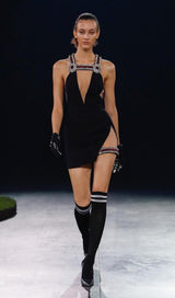 CRYSTAL DEEP V BANDAGE MINI DRESS Dresses styleofcb XS BLACK