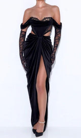 LACE STRAPLESS MAXI DRESS IN BLACK styleofcb