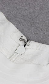 CUTOUT LONG SLEEVE MINI DRESS IN WHITE styleofcb